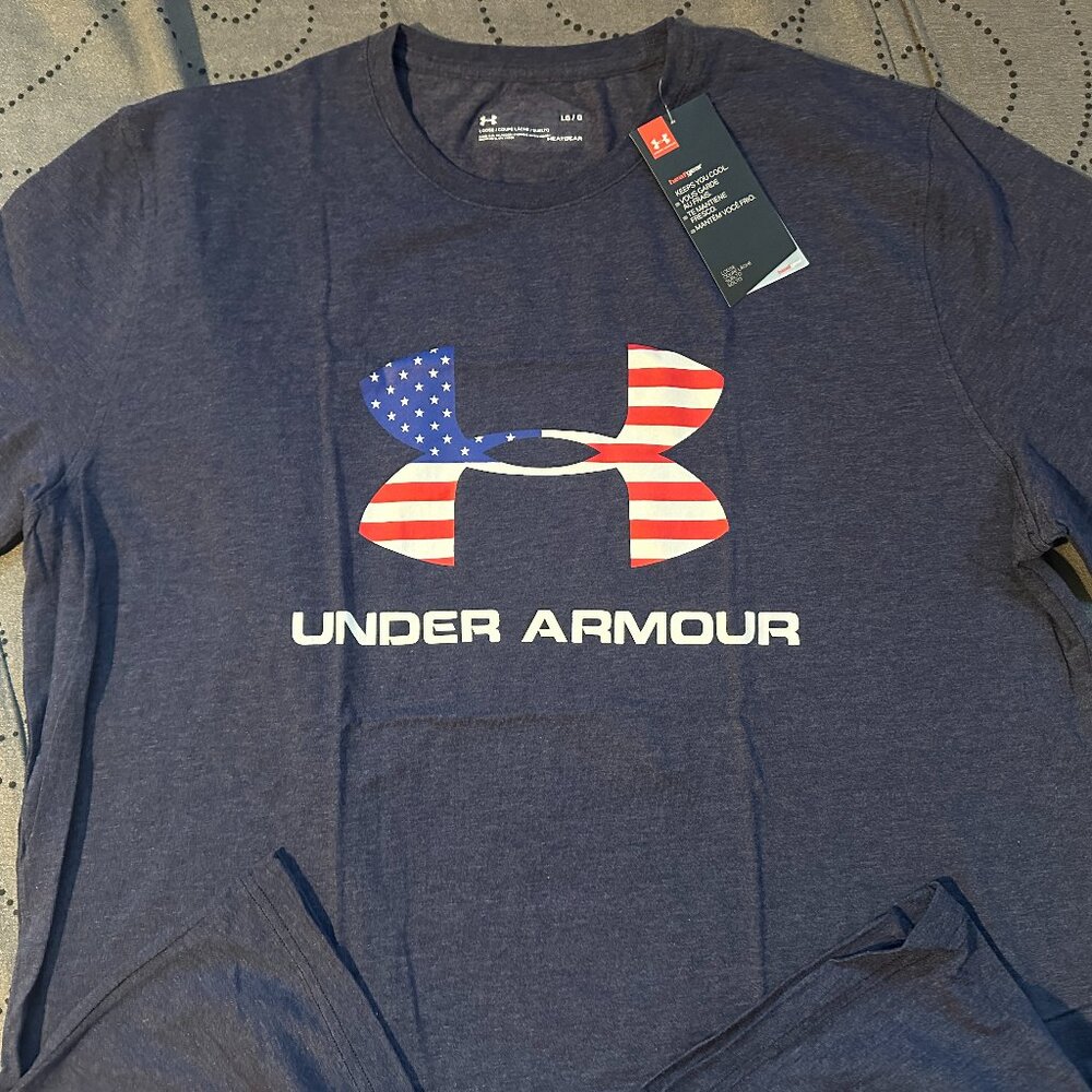 UNDER ARMOUR USA BIG LOGO FLAG SHIRT SIZE L MEN NWT